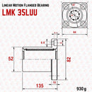 Abdul Traders technical drawing of MYT LMK 35LUU round flange linear bearing with dimensions for CNC machinery