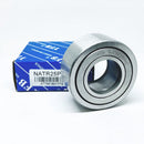 Abdul Traders YFB NATR 25 needle roller follower bearing with metal finish in front of its blue branded packaging