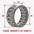 Abdul Traders YFB K 162017 needle cage assembly with 16x20x17 mm dimensions for radial support in machinery