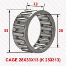 Abdul Traders YFB K 283313 needle cage assembly, 28x33x13 mm, for compact radial support in machinery.