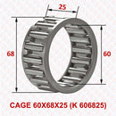 Abdul Traders YFB K 606825 needle cage assembly with 60x68x25 mm dimensions for industrial radial load applications.