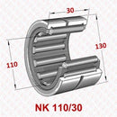 Abdul Traders YFB NK 110/30 machined needle roller bearing without inner ring showing technical dimensions