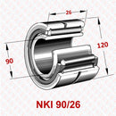 Abdul Traders NKI 90/26 YFB needle roller bearing with IR machined inner ring for heavy-duty industrial machinery.