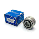 Abdul Traders YFB NKIS 09 needle roller bearing with IR machined steel construction next to its blue branded box
