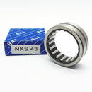 Abdul Traders YFB NKS 43 needle roller bearing without inner ring, featuring a metallic finish and branded packaging.