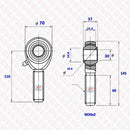 Abdul Traders POS 30L male rod end bearing with 30mm bore and left-hand thread, made of steel with PTFE liner.