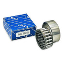Abdul Traders YFB RNAO 354718 machined needle roller bearing without inner ring next to its blue branded packaging.
