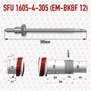Abdul Traders SFU 1605-4-305 CNC ball screw set with EM-BKBF12 supports, 16mm diameter, 5mm lead, 305mm length.