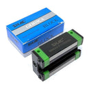 Abdul Traders SHAC GEH 15 CA long compact linear guide block with green end caps and black body.