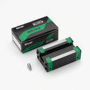 Abdul Traders SHAC GEH 15 CA long compact linear guide block with green accents and silver rails, next to its box.