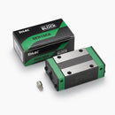 Abdul Traders SHAC GEH 15 CA long compact linear guide block with green end caps and metal bearing surfaces.