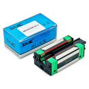 Abdul Traders SHAC QEH 15CA linear guide block with green end caps and metal rail component in branded blue box