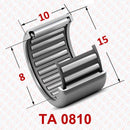 Abdul Traders TA 0810 YFB drawn cup needle roller bearing with technical dimension labels for industrial machinery