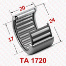 Abdul Traders TA 1720 YFB drawn cup needle roller bearing with technical dimension markings for industrial machinery