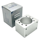 Abdul Traders WERB DSG 40H nut support housing for 40 mm CNC ball screw nuts, made of silver metal.