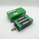 Abdul Traders WERB HGH 20CA linear guide block with green end caps and metal carriage for 20 mm rails.