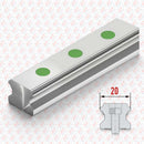 Abdul Traders WERB HGR 20-4000 linear guide rail, 20mm width, silver aluminum with green circular markers.