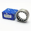 Abdul Traders YFB NKS 32 machined needle roller bearing without inner ring next to its blue branded packaging box