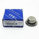 Abdul Traders YFB RAXF 714 needle roller bearing with its blue branded packaging box on a white background