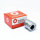 Abdul Traders RN 205-43L sleeve, a silver metal cylindrical roller bearing with a 12mm bore, next to its orange Sumitomo Heavy Industries box.