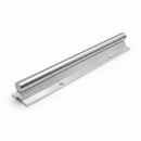 Abdul Traders SBR 12-4000 WERB linear motion bearing with silver aluminum base and steel shaft.