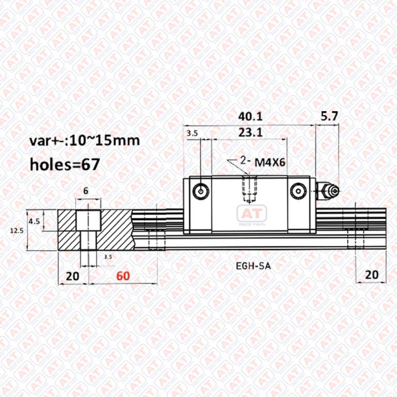 GEH 15 SA (EGH 15SA) - EGH Series , Linear Guide Blocks , CNC Linear Guideways | SHAC | Abdul Traders