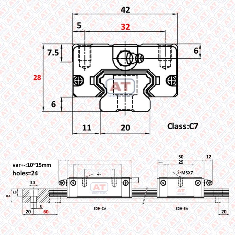 GEH 20 SA (EGH 20SA) - EGH Series , Linear Guide Blocks , CNC Linear Guideways | SHAC | Abdul Traders