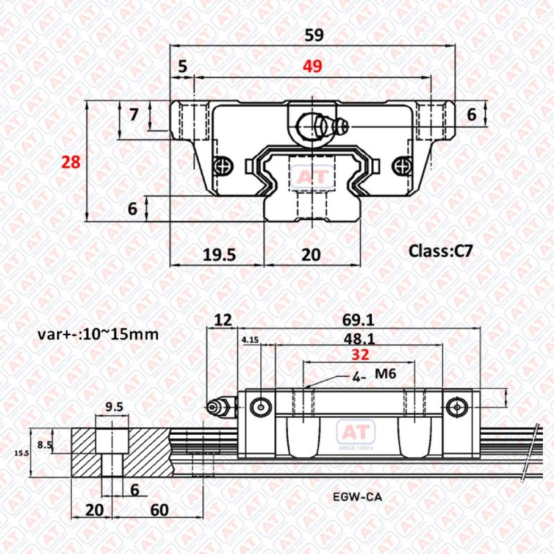 EGW 20CC HIWIN - EGW Series , Linear Guide Blocks , CNC Linear Guideways | HIWIN | Abdul Traders