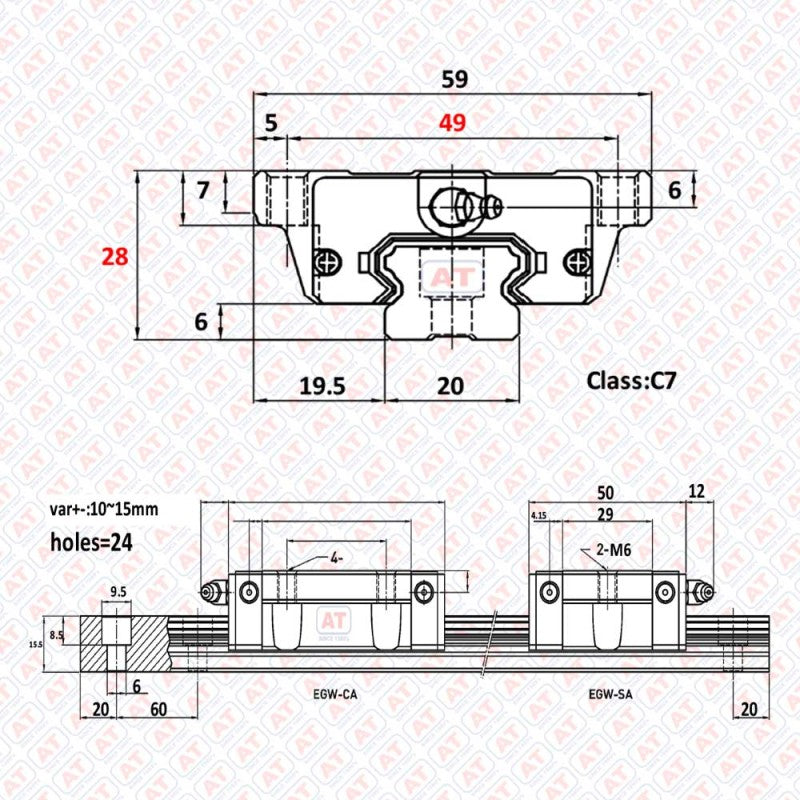 EGW 20SA HIWIN - EGW Series , Linear Guide Blocks , CNC Linear Guideways | HIWIN | Abdul Traders