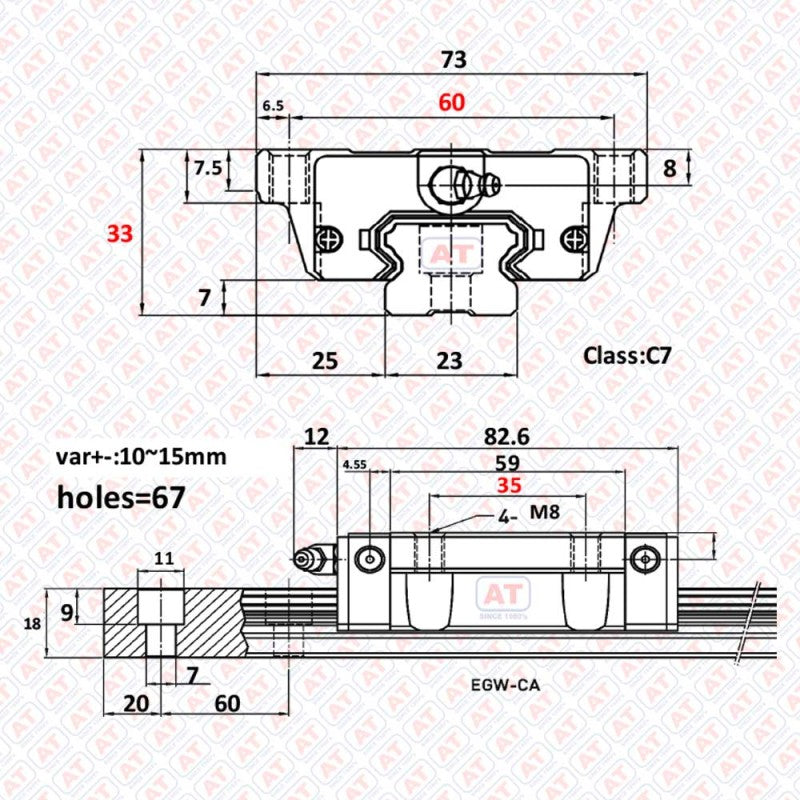 EGW 25CC HIWIN - EGW Series , Linear Guide Blocks , CNC Linear Guideways | HIWIN | Abdul Traders