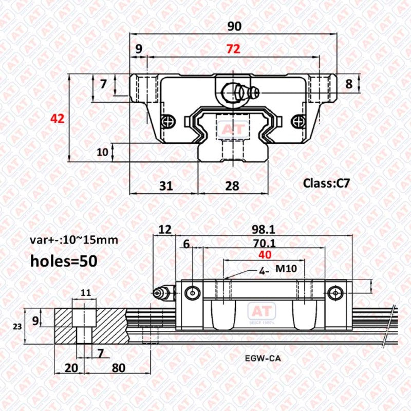 EGW 30CC HIWIN - EGW Series , Linear Guide Blocks , CNC Linear Guideways | HIWIN | Abdul Traders