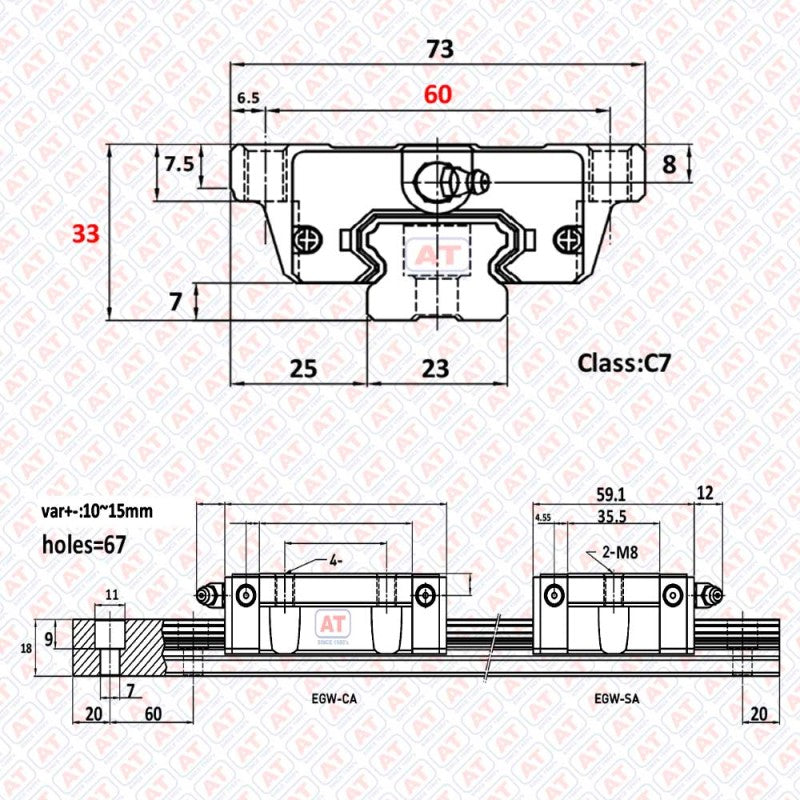 GEW 25 SA (EGW 25SA) - EGW Series , Linear Guide Blocks , CNC Linear Guideways | SHAC | Abdul Traders