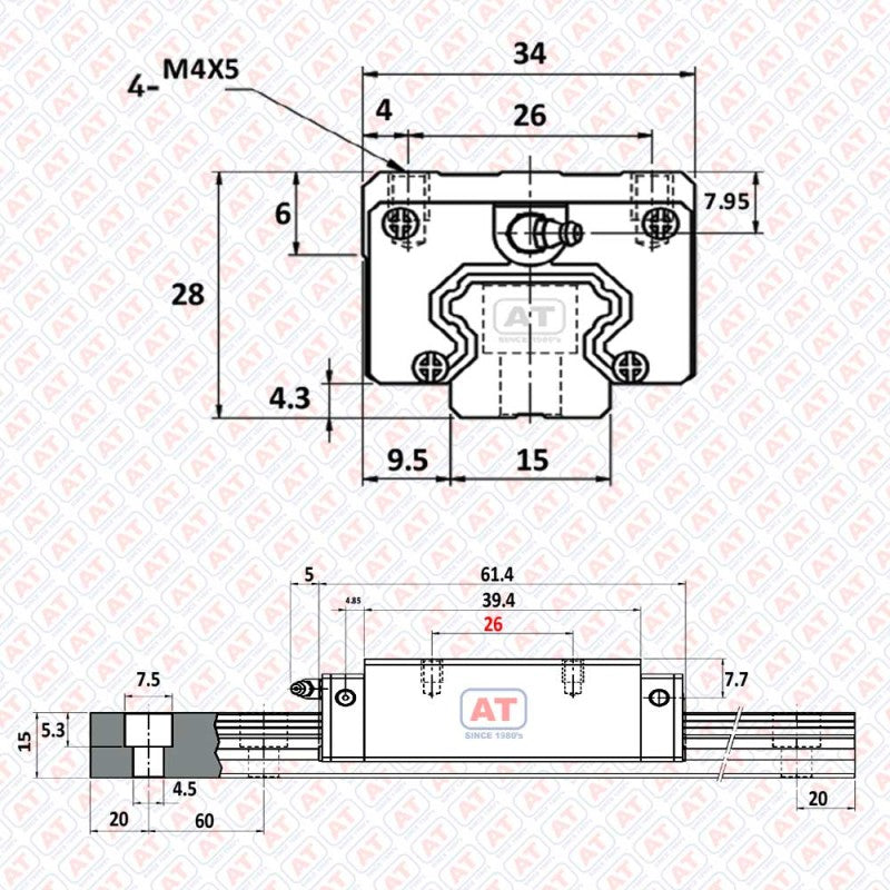 GHH 15 CA (HGH 15CA) - HGH Series , Linear Guide Blocks , CNC Linear Guideways | SHAC | Abdul Traders