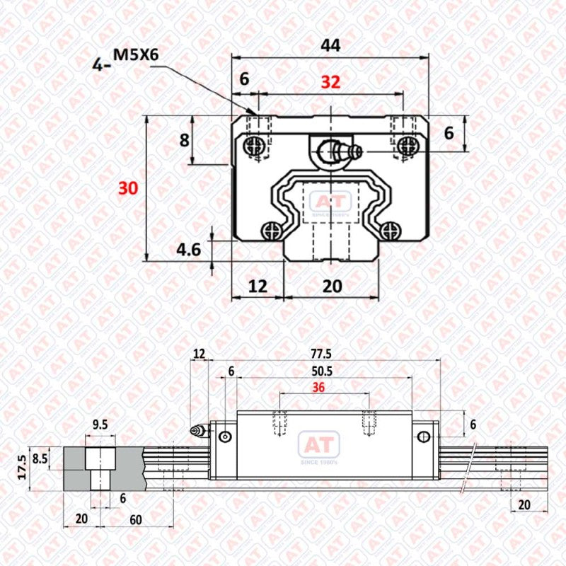 GHH 20 CA (HGH 20CA) - HGH Series , Linear Guide Blocks , CNC Linear Guideways | SHAC | Abdul Traders