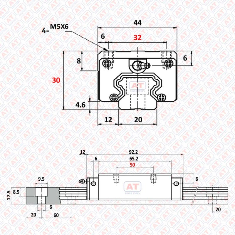 GHH 20 HA (HGH 20HA) - HGH Series , Linear Guide Blocks , CNC Linear Guideways | SHAC | Abdul Traders