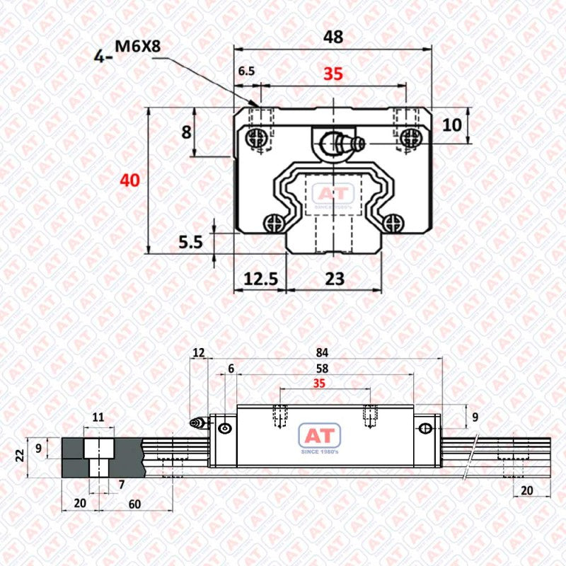 GHH 25 CA (HGH 25CA) - HGH Series , Linear Guide Blocks , CNC Linear Guideways | SHAC | Abdul Traders