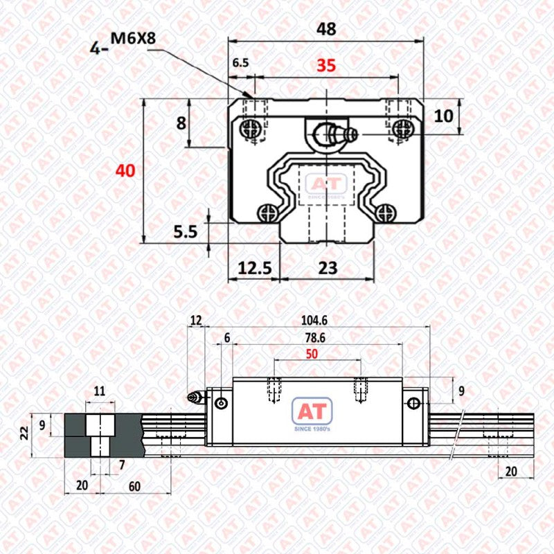 GHH 25 HA (HGH 25HA) - HGH Series , Linear Guide Blocks , CNC Linear Guideways | SHAC | Abdul Traders