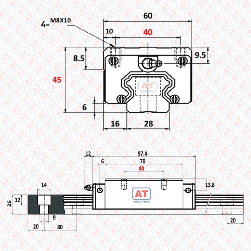 GHH 30 CA (HGH 30CA) - HGH Series , Linear Guide Blocks , CNC Linear Guideways | SHAC | Abdul Traders