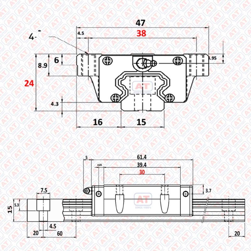 GHW 15 CC (HGW 15CC) - HGW Series , Linear Guide Blocks , CNC Linear Guideways | SHAC | Abdul Traders