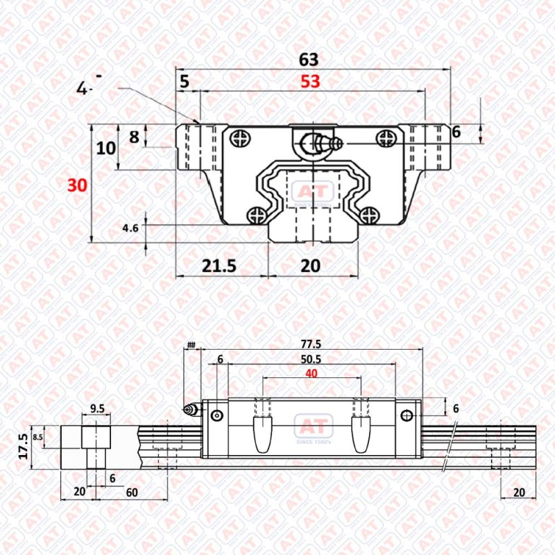 GHW 20 CC (HGW 20CC) - HGW Series , Linear Guide Blocks , CNC Linear Guideways | SHAC | Abdul Traders