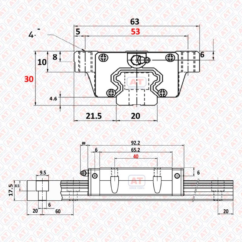 HGW 20HC HIWIN - HGW Series , Linear Guide Blocks , CNC Linear Guideways | HIWIN | Abdul Traders