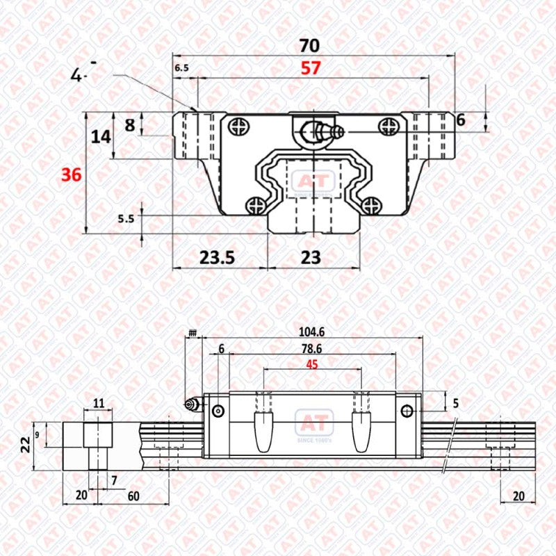 GHW 25 HC (HGW 25HC) - HGW Series , Linear Guide Blocks , CNC Linear Guideways | SHAC | Abdul Traders