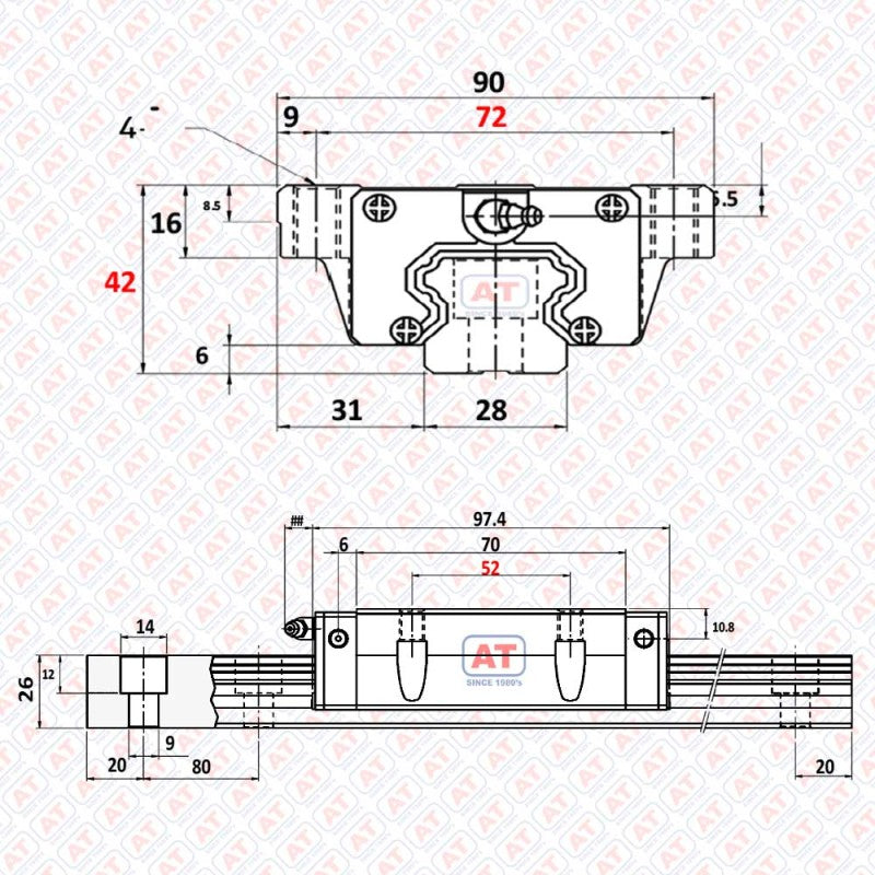 GHW 30 CC (HGW 30CC) - HGW Series , Linear Guide Blocks , CNC Linear Guideways | SHAC | Abdul Traders