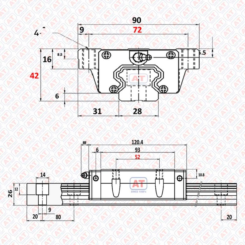 GHW 30 HC (HGW 30HC) - HGW Series , Linear Guide Blocks , CNC Linear Guideways | SHAC | Abdul Traders