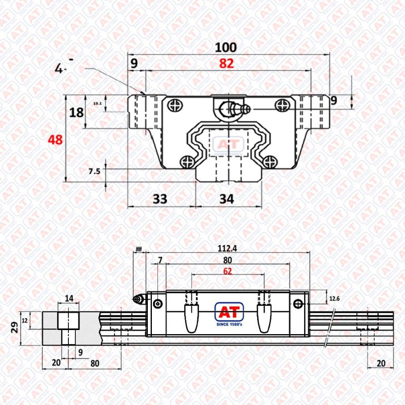 GHW 35 CC (HGW 35CC) - HGW Series , Linear Guide Blocks , CNC Linear Guideways | SHAC | Abdul Traders