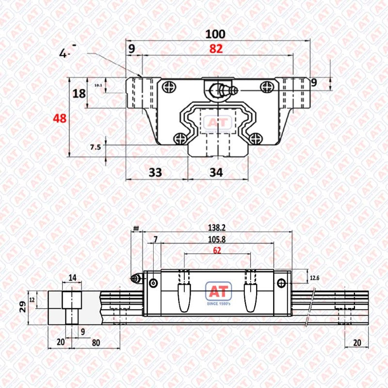 GHW 35 HC (HGW 35HC) - HGW Series , Linear Guide Blocks , CNC Linear Guideways | SHAC | Abdul Traders