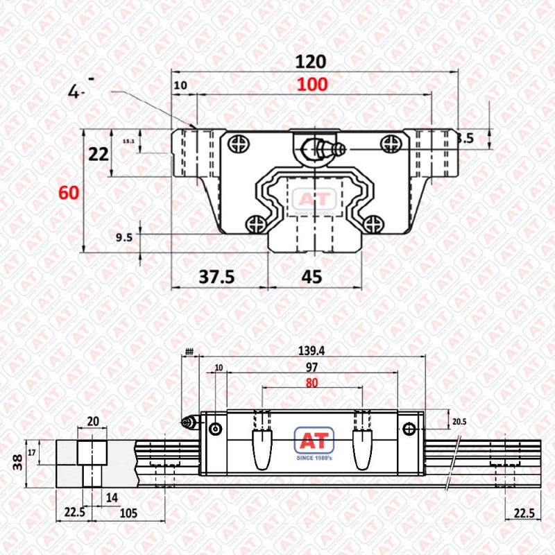 GHW 45 CC (HGW 45CC) - HGW Series , Linear Guide Blocks , CNC Linear Guideways | SHAC | Abdul Traders