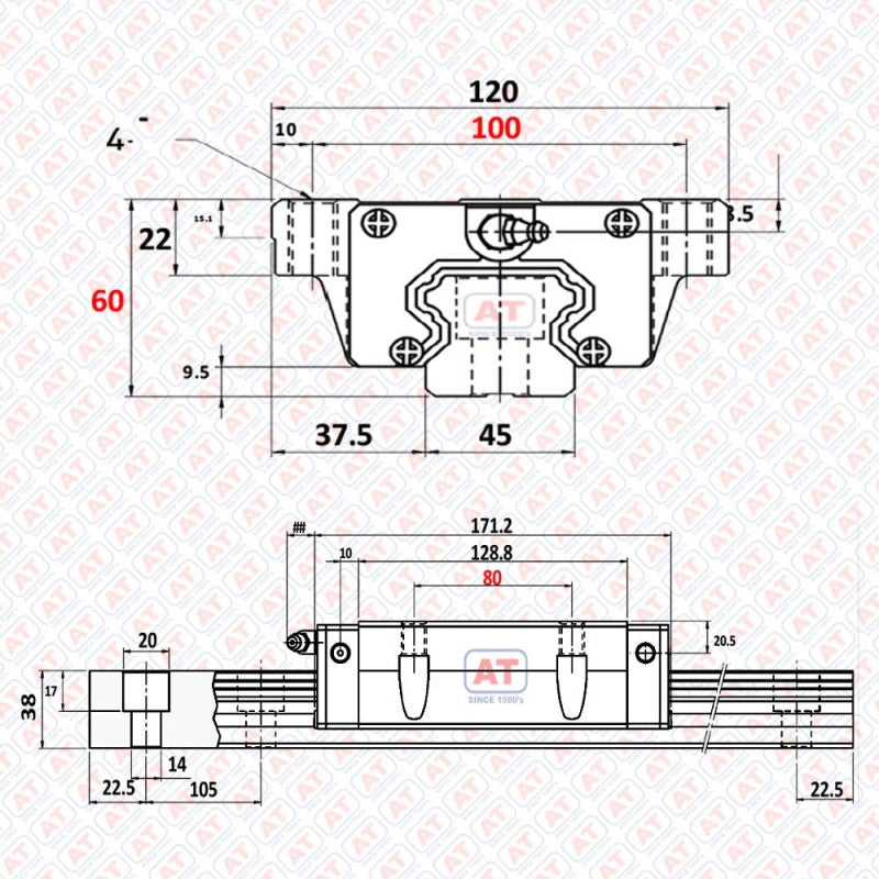 GHW 45 HC (HGW 45HC) - HGW Series , Linear Guide Blocks , CNC Linear Guideways | SHAC | Abdul Traders