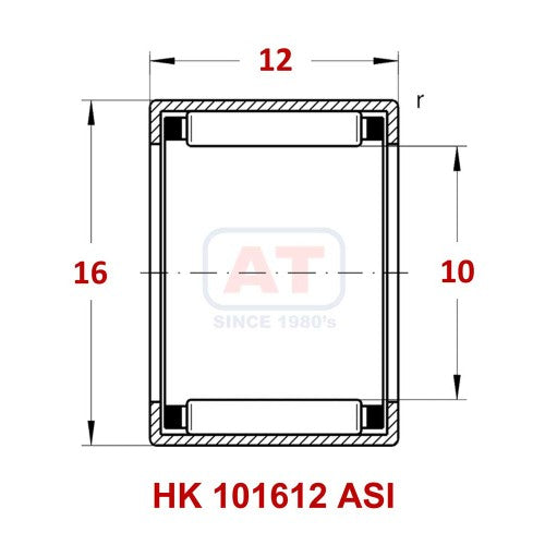 HK 101612 ASI - HK Series , Drawn Cup Bearings , Needle Roller Bearings | YFB | Abdul Traders