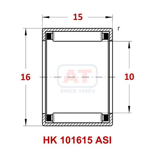 HK 101615 ASI - HK Series , Drawn Cup Bearings , Needle Roller Bearings | YFB | Abdul Traders